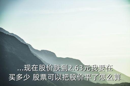 ...現(xiàn)在股價(jià)跌到2.63元我要在買(mǎi)多少 股票可以把股價(jià)平了怎么算