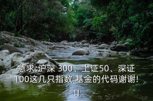 急求:滬深 300、上證50、深證100這幾只指數(shù) 基金的代碼謝謝!!!
