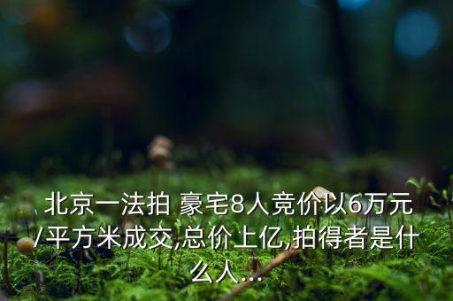  北京一法拍 豪宅8人競價(jià)以6萬元/平方米成交,總價(jià)上億,拍得者是什么人...