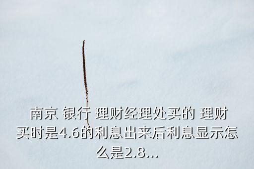  南京 銀行 理財(cái)經(jīng)理處買的 理財(cái)買時是4.6的利息出來后利息顯示怎么是2.8...