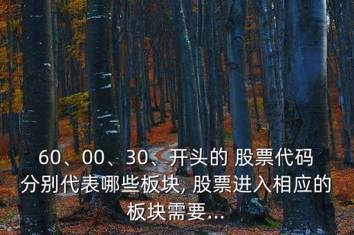 60、00、30、開頭的 股票代碼分別代表哪些板塊, 股票進(jìn)入相應(yīng)的板塊需要...