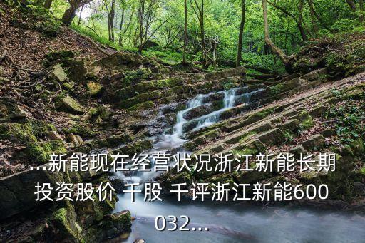 ...新能現(xiàn)在經(jīng)營狀況浙江新能長期投資股價(jià) 千股 千評浙江新能600032...