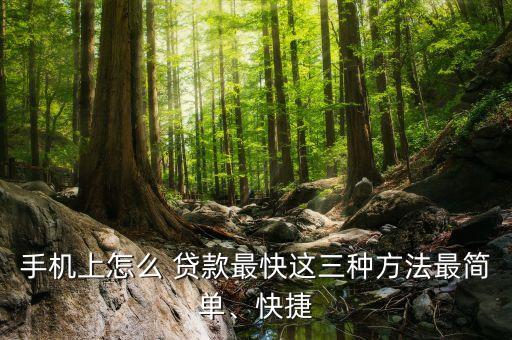 手機上怎么 貸款最快這三種方法最簡單、快捷