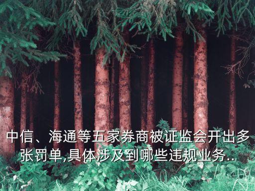 中信、海通等五家券商被證監(jiān)會(huì)開出多張罰單,具體涉及到哪些違規(guī)業(yè)務(wù)...