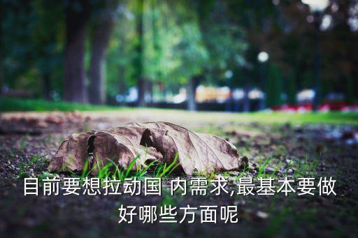 目前要想拉動(dòng)國 內(nèi)需求,最基本要做好哪些方面呢