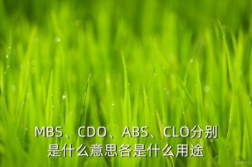 MBS、CDO、ABS、CLO分別是什么意思各是什么用途