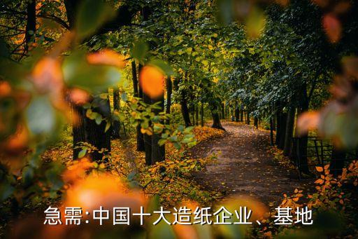 急需:中國十大造紙企業(yè)、基地