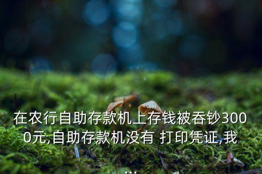 在農(nóng)行自助存款機(jī)上存錢(qián)被吞鈔3000元,自助存款機(jī)沒(méi)有 打印憑證,我...
