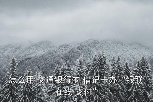 怎么用 交通銀行的 借記卡辦“銀聯(lián)在線(xiàn) 支付”
