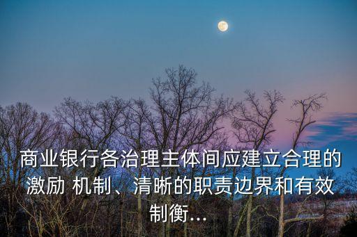  商業(yè)銀行各治理主體間應(yīng)建立合理的 激勵(lì) 機(jī)制、清晰的職責(zé)邊界和有效制衡...