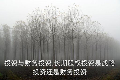 戰(zhàn)略投資與財務投資,長期股權(quán)投資是戰(zhàn)略投資還是財務投資