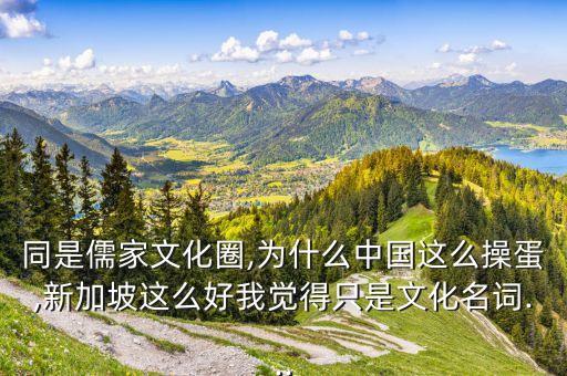 同是儒家文化圈,為什么中國(guó)這么操蛋,新加坡這么好我覺得只是文化名詞...