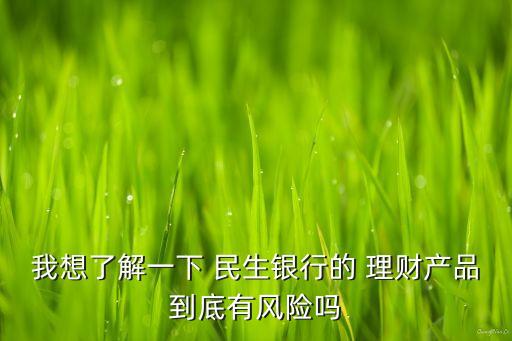 我想了解一下 民生銀行的 理財產(chǎn)品到底有風(fēng)險嗎