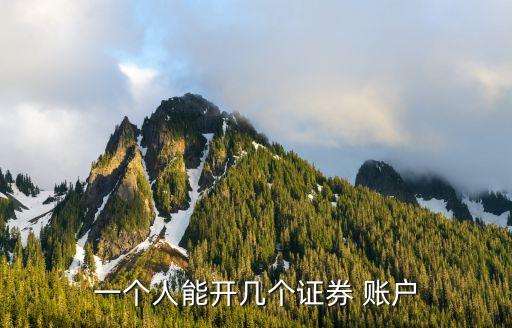 一個(gè)人能開(kāi)幾個(gè)證券 賬戶