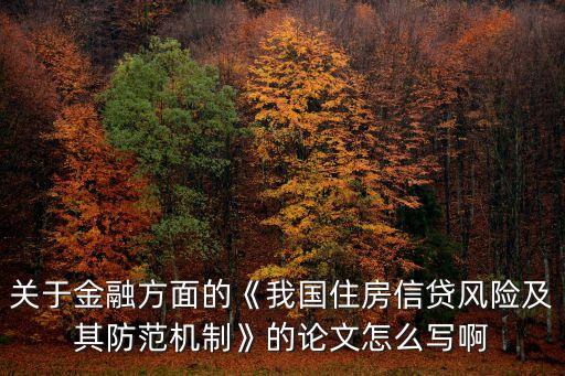 關(guān)于金融方面的《我國(guó)住房信貸風(fēng)險(xiǎn)及其防范機(jī)制》的論文怎么寫(xiě)啊