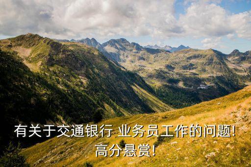 有關于交通銀行 業(yè)務員工作的問題!高分懸賞!