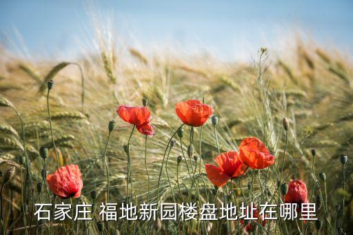 石家莊 福地新園樓盤(pán)地址在哪里