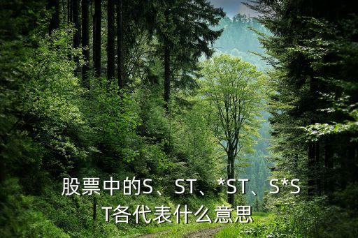  股票中的S、ST、*ST、S*ST各代表什么意思