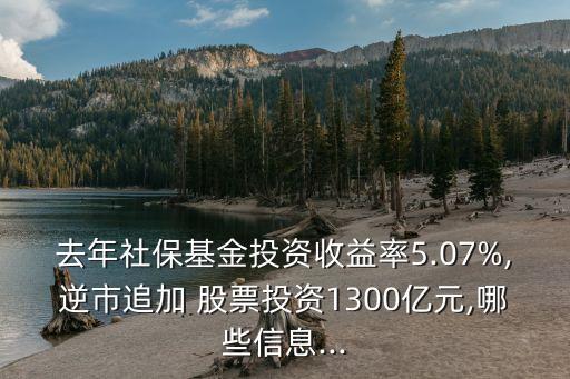 去年社?；鹜顿Y收益率5.07%,逆市追加 股票投資1300億元,哪些信息...
